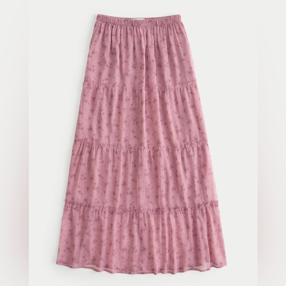 Hollister Pink Floral Maxi Skirt
